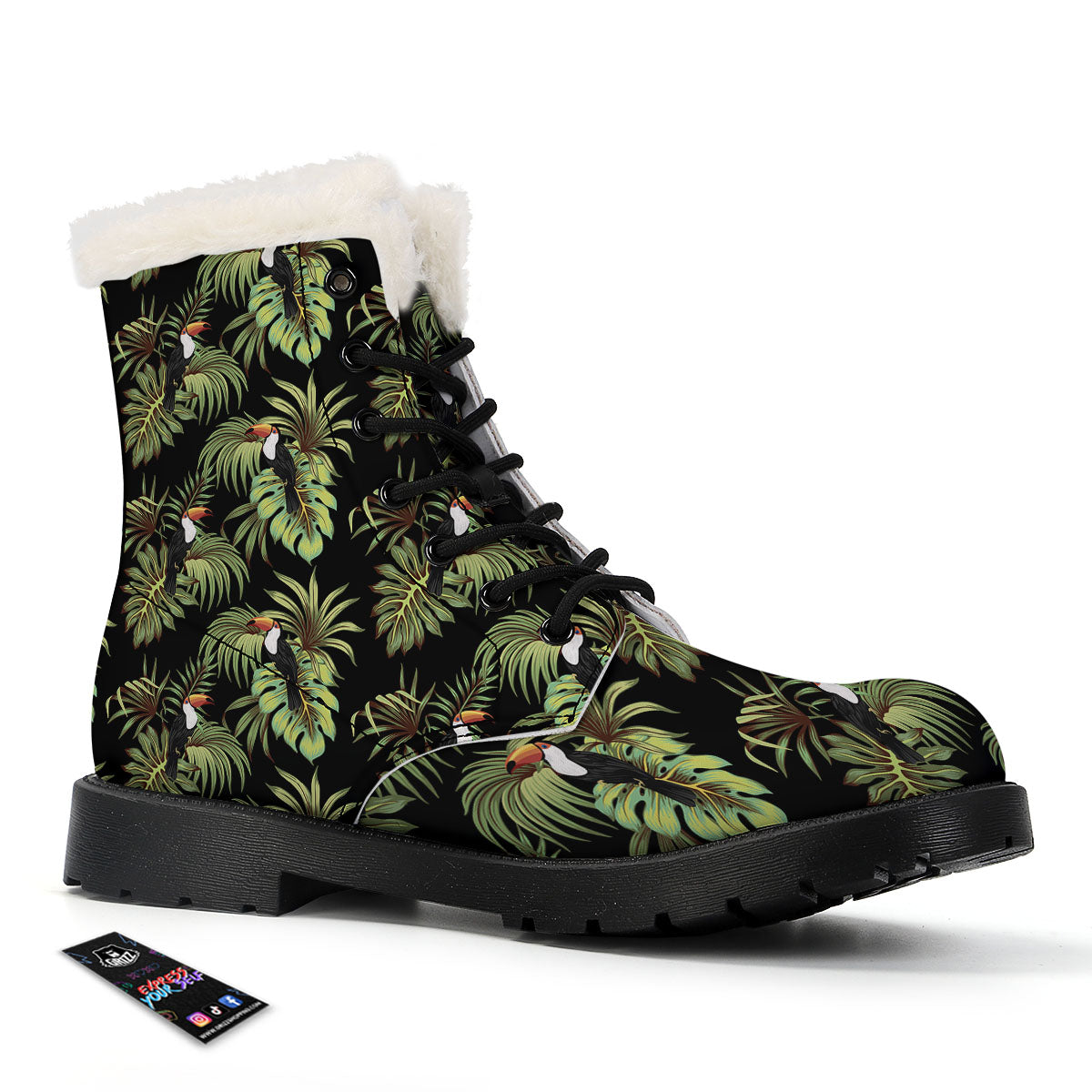Toucan Vintage Print Pattern Winter Boots-grizzshop