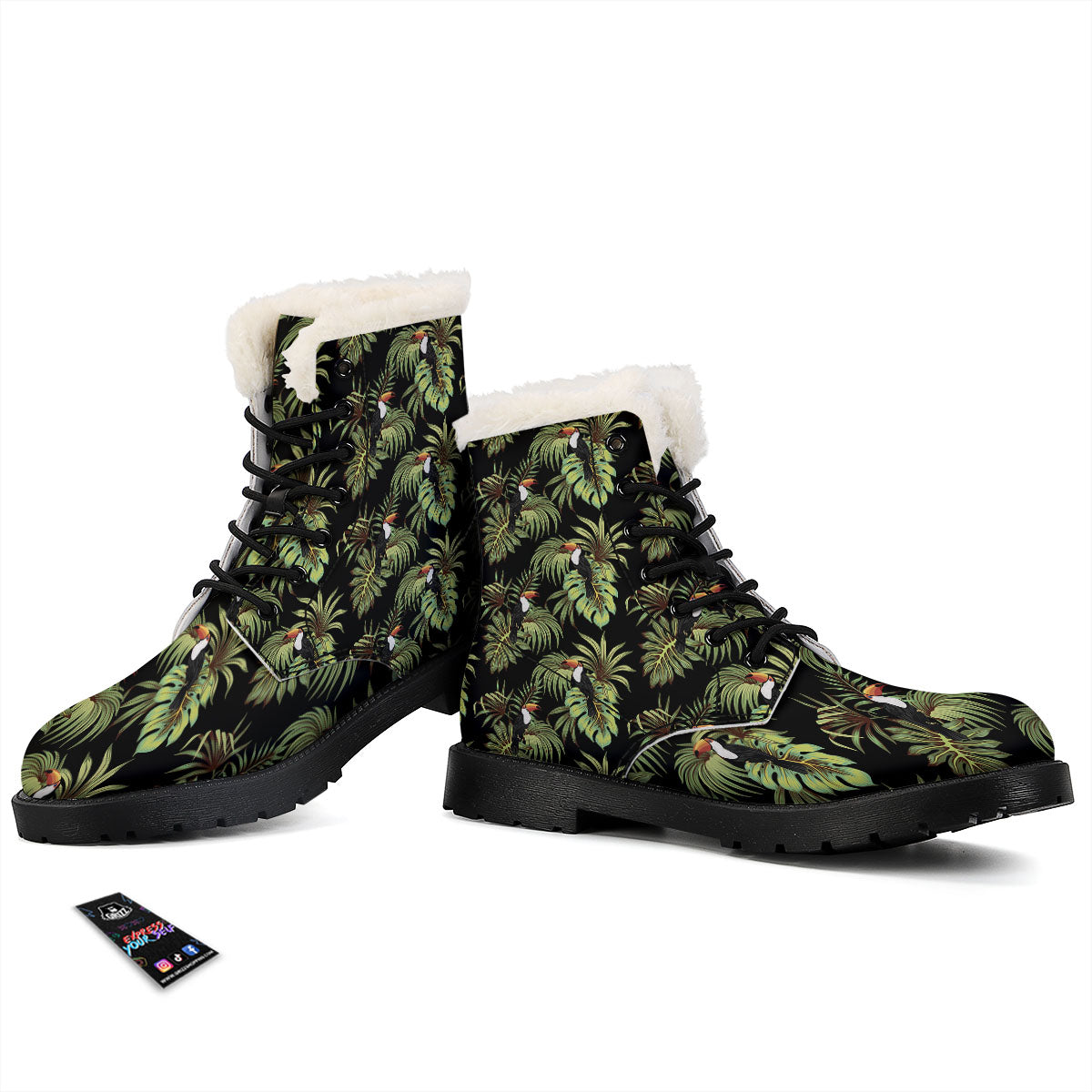 Toucan Vintage Print Pattern Winter Boots-grizzshop