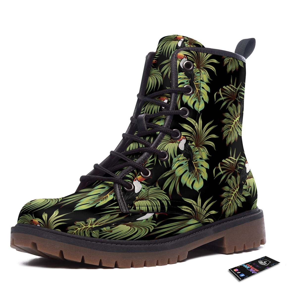 Toucan Vintage Print Pattern Work Boots-grizzshop