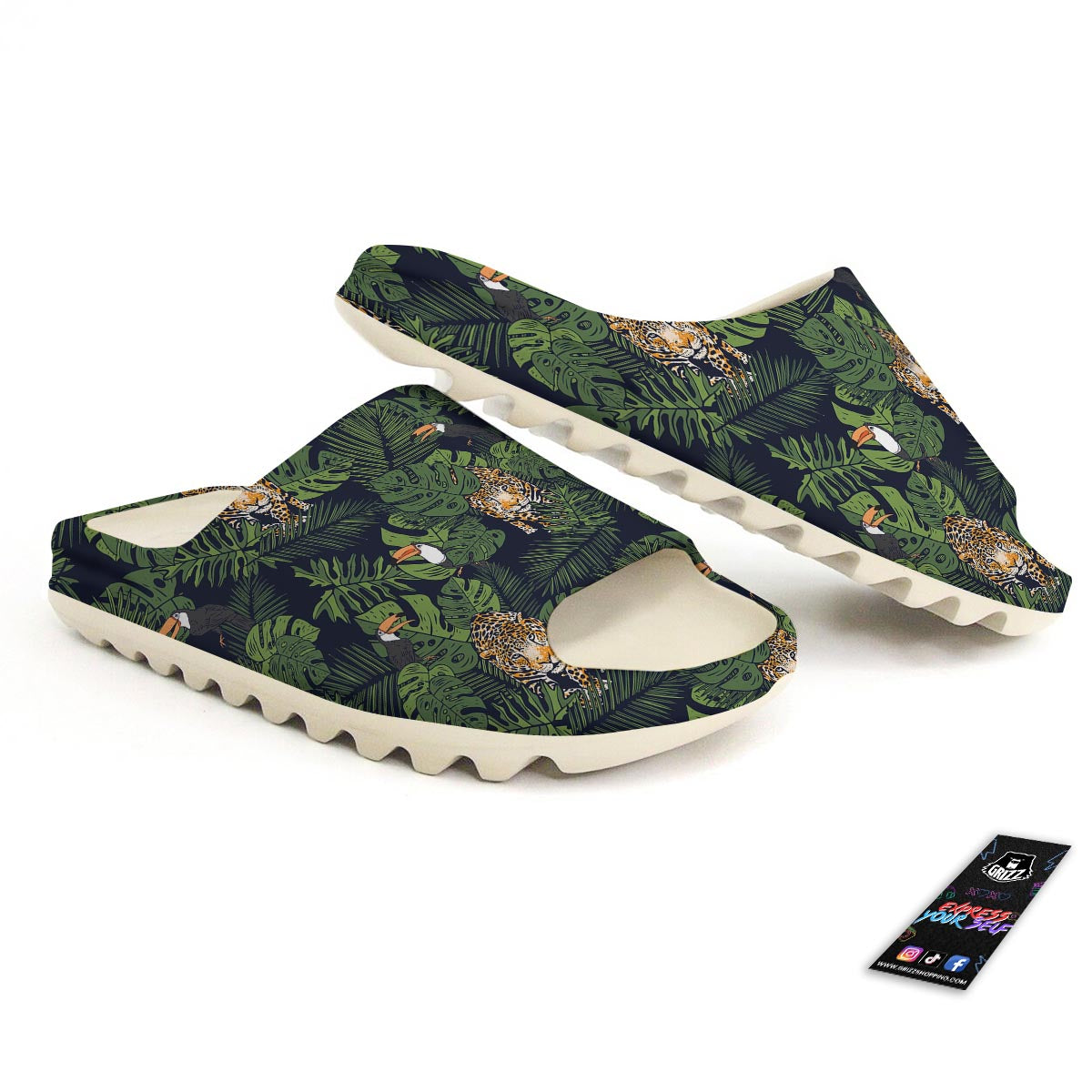 Toucan And Tiger Print Pattern Sandals-grizzshop