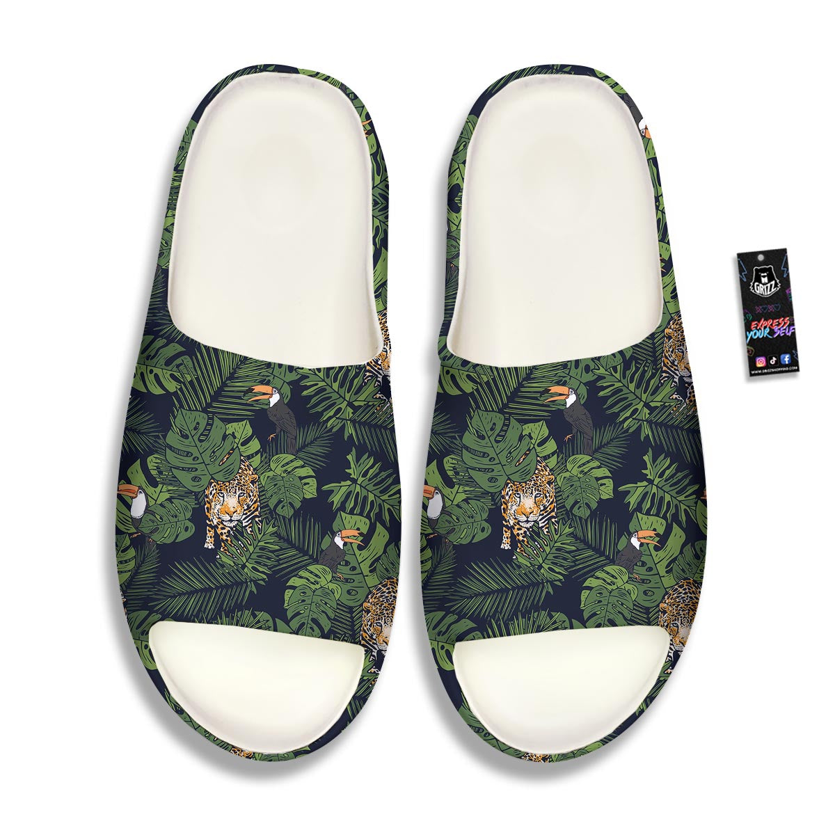 Toucan And Tiger Print Pattern Sandals-grizzshop