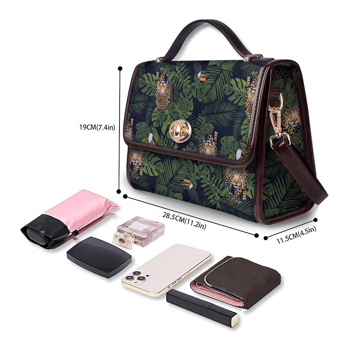 Toucan And Tiger Print Pattern Women's Satchel Bag