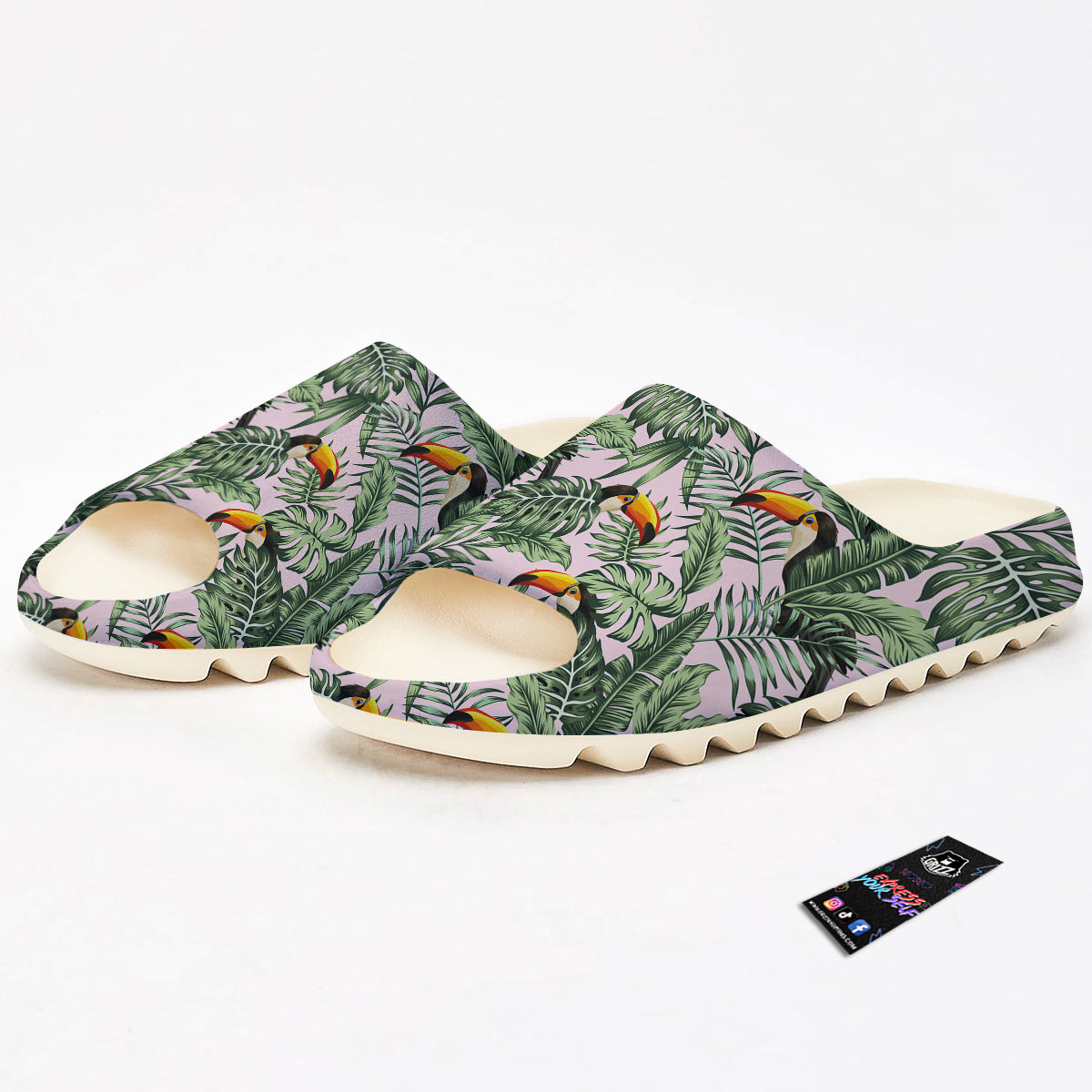 Toucan And Tropical Palm Leaf Print Sandals-grizzshop
