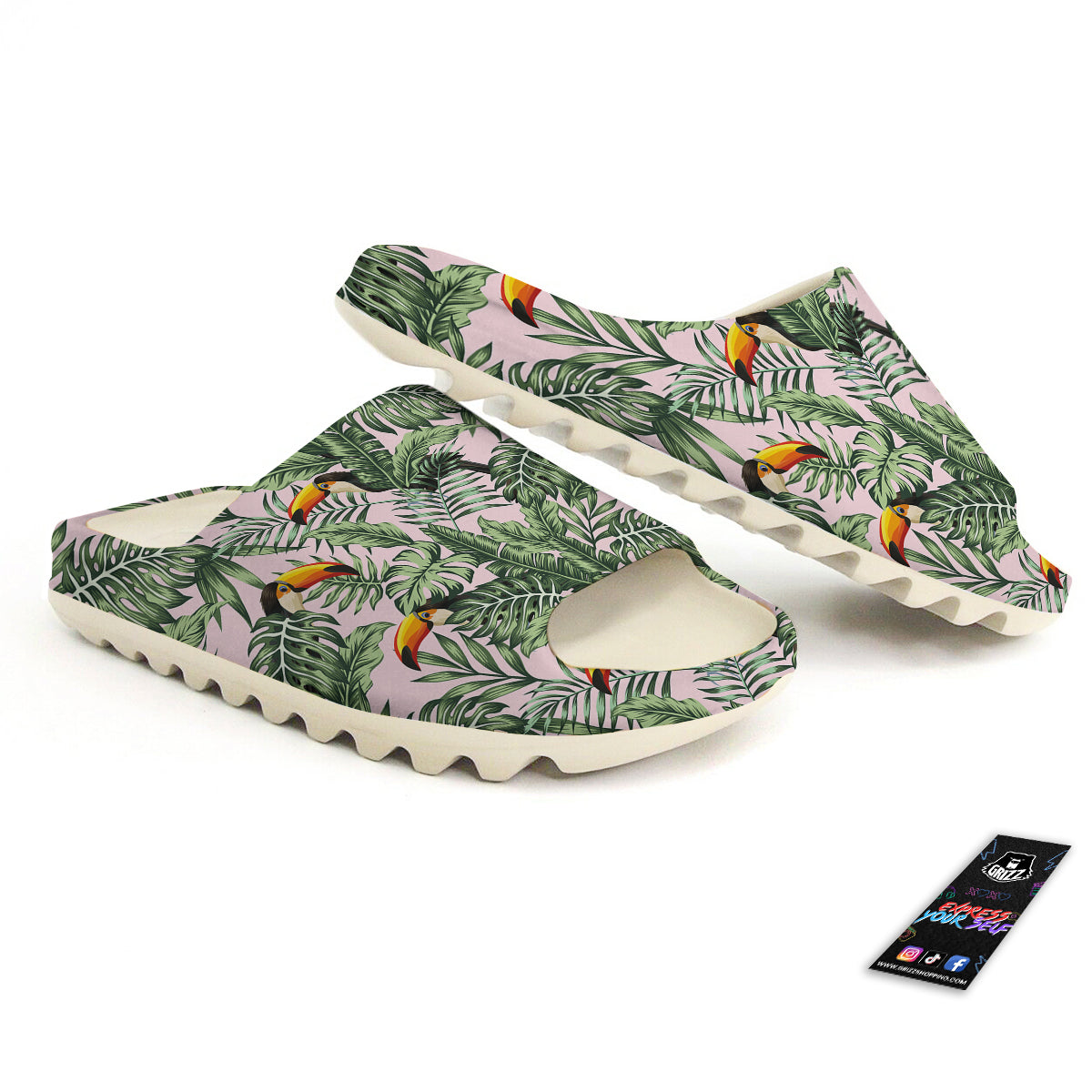 Toucan And Tropical Palm Leaf Print Sandals-grizzshop