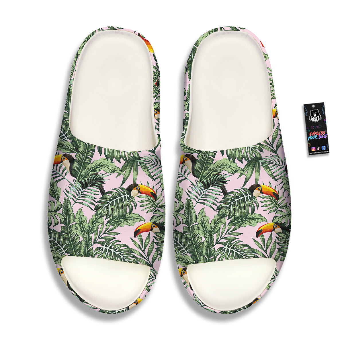 Toucan And Tropical Palm Leaf Print Sandals-grizzshop