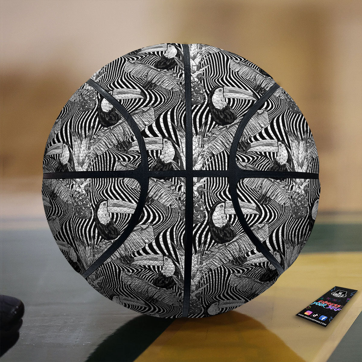 Toucan Black Illusion Print Pattern Basketball