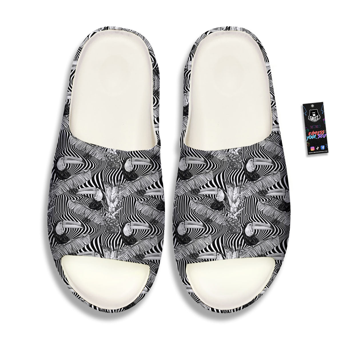 Toucan Black Illusion Print Pattern Sandals-grizzshop
