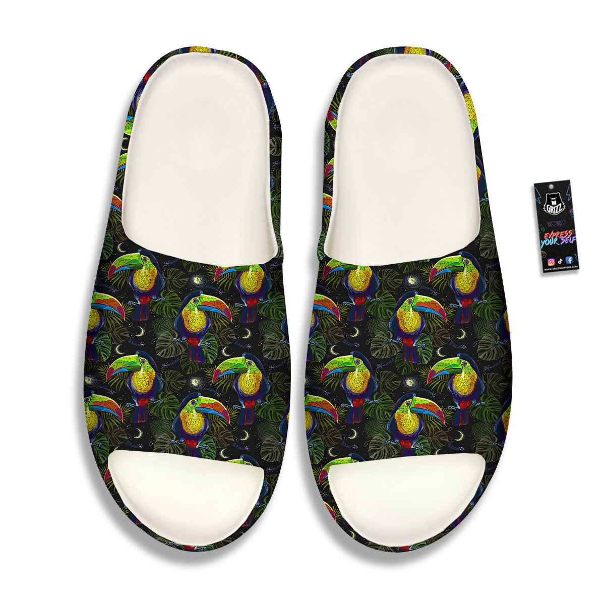 Toucan Keel Billed Tropical Print Pattern Sandals-grizzshop