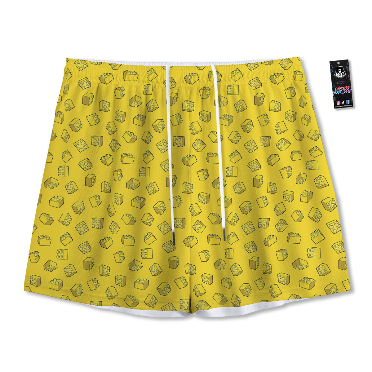 Toy Building Blocks Print Pattern Mesh Shorts-grizzshop