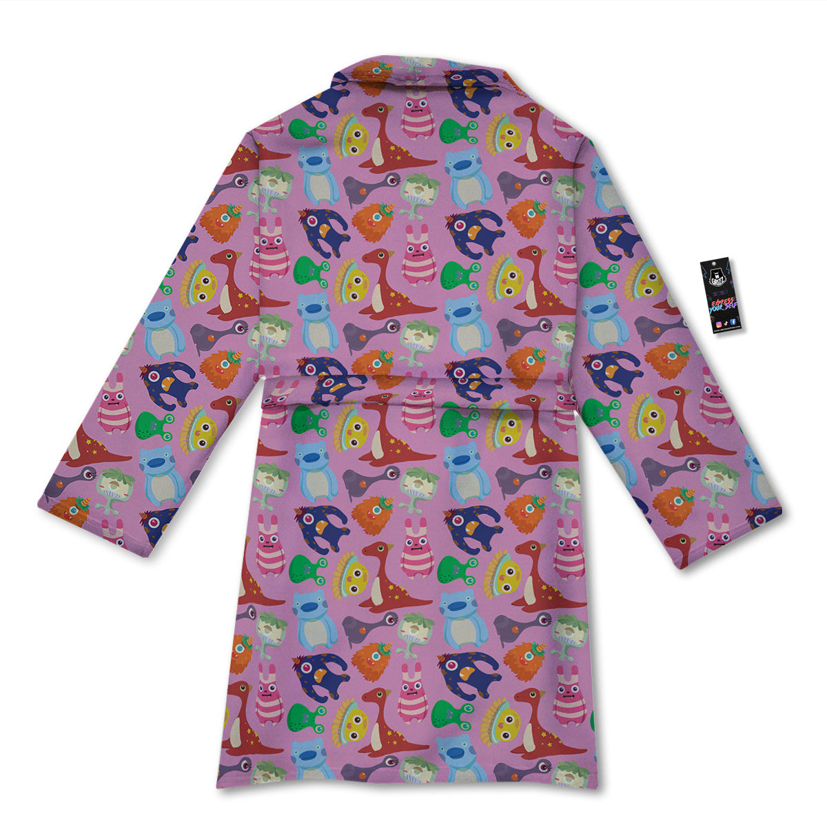 Toy Monster Cute Pink Print Pattern Bathrobe-grizzshop