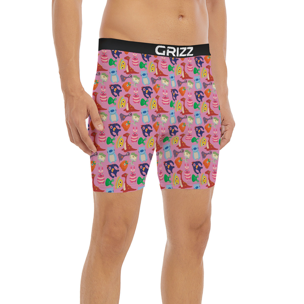Toy Monster Cute Pink Print Pattern Boxer Briefs-grizzshop