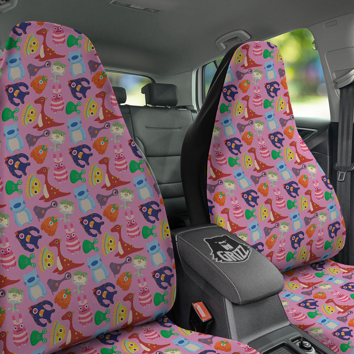 Toy Monster Cute Pink Print Pattern Car Seat Covers-grizzshop