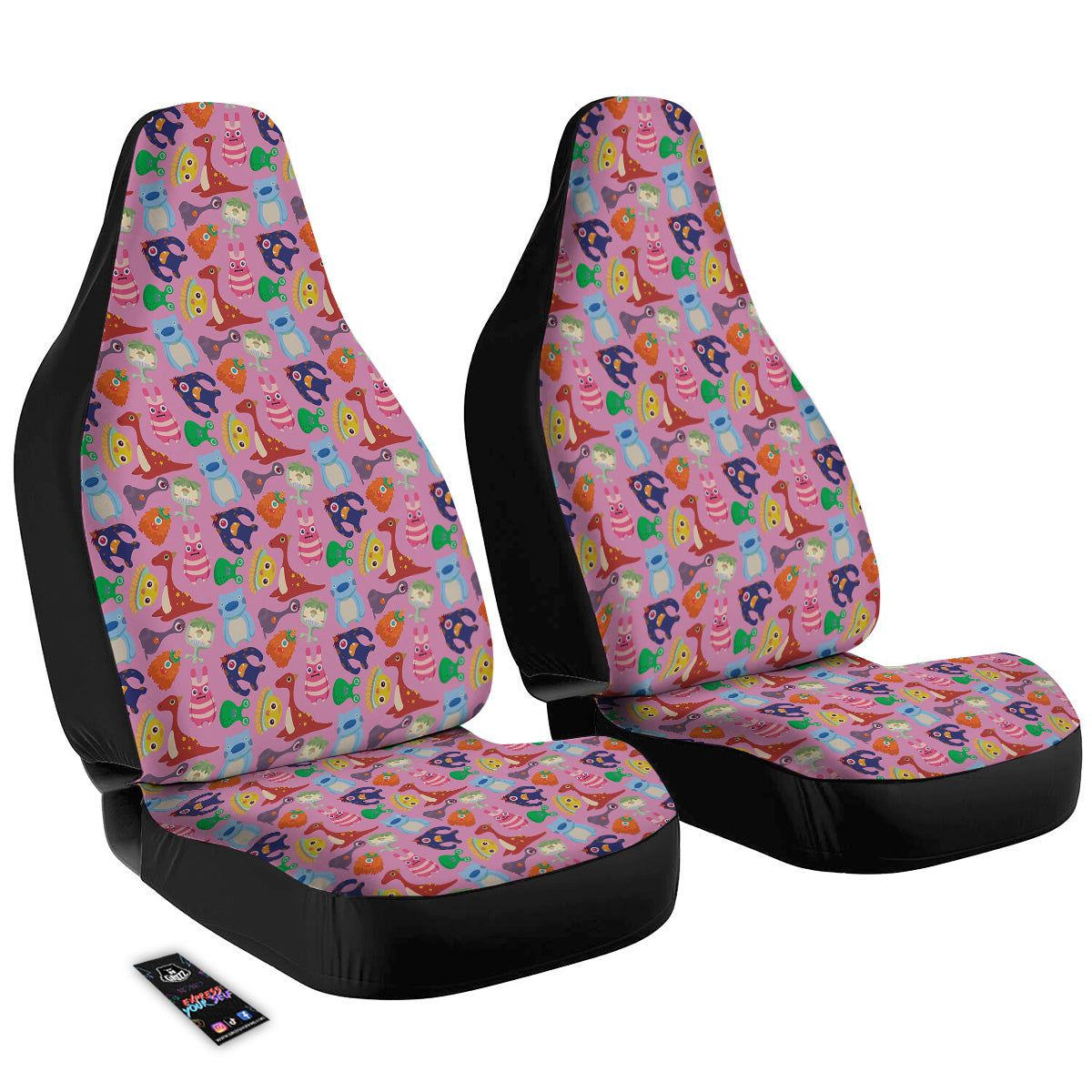 Toy Monster Cute Pink Print Pattern Car Seat Covers-grizzshop