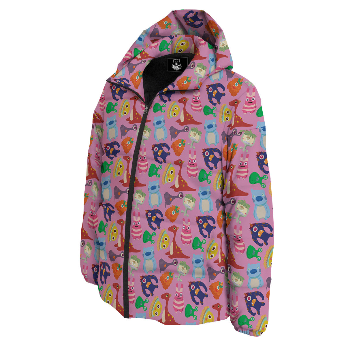 Toy Monster Cute Pink Print Pattern Down Jacket-grizzshop
