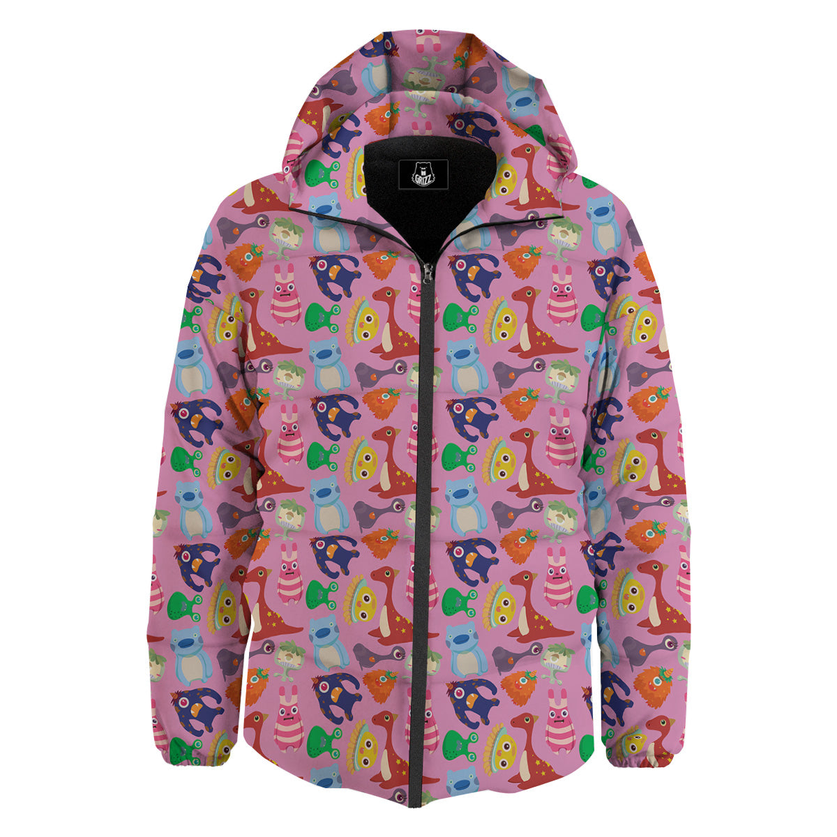 Toy Monster Cute Pink Print Pattern Down Jacket-grizzshop