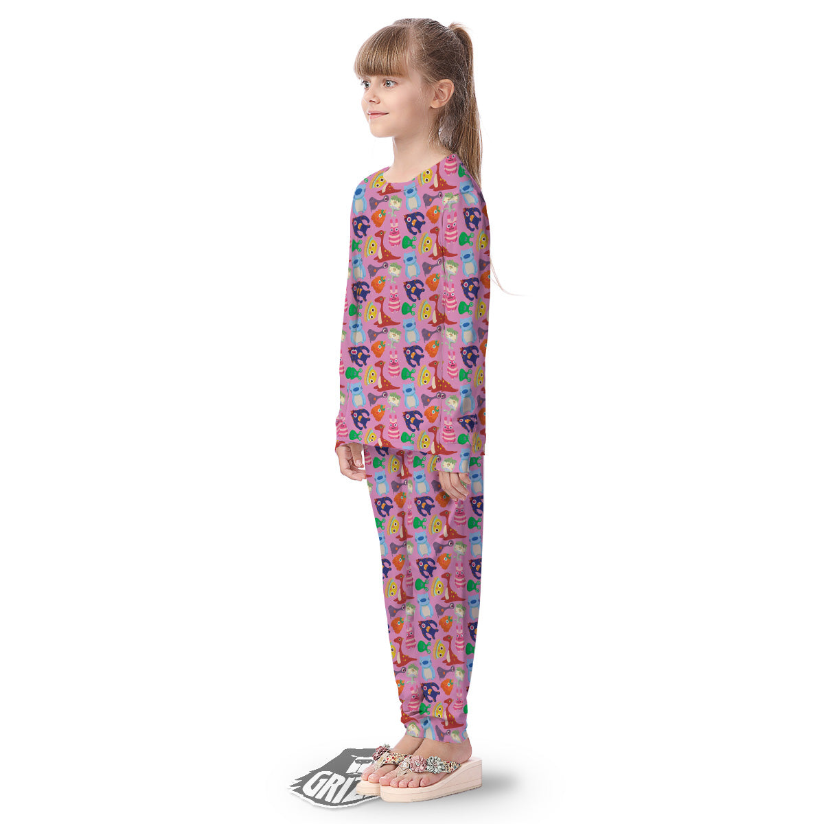 Toy Monster Cute Pink Print Pattern Kid's Pajamas-grizzshop