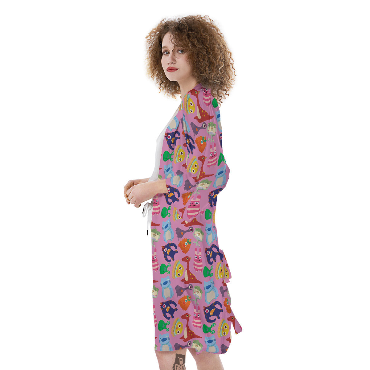 Toy Monster Cute Pink Print Pattern Kimono-grizzshop