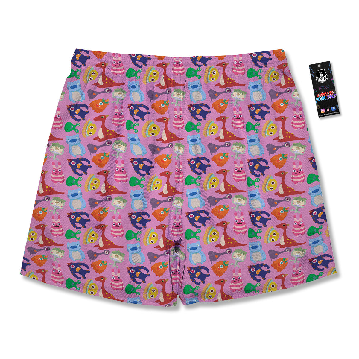 Toy Monster Cute Pink Print Pattern Men's Running Shorts-grizzshop