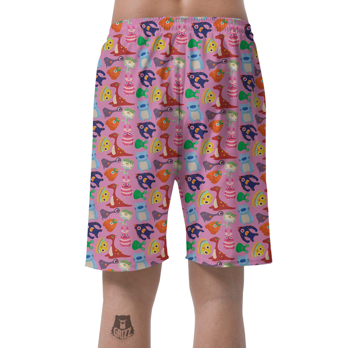 Toy Monster Cute Pink Print Pattern Men's Shorts-grizzshop