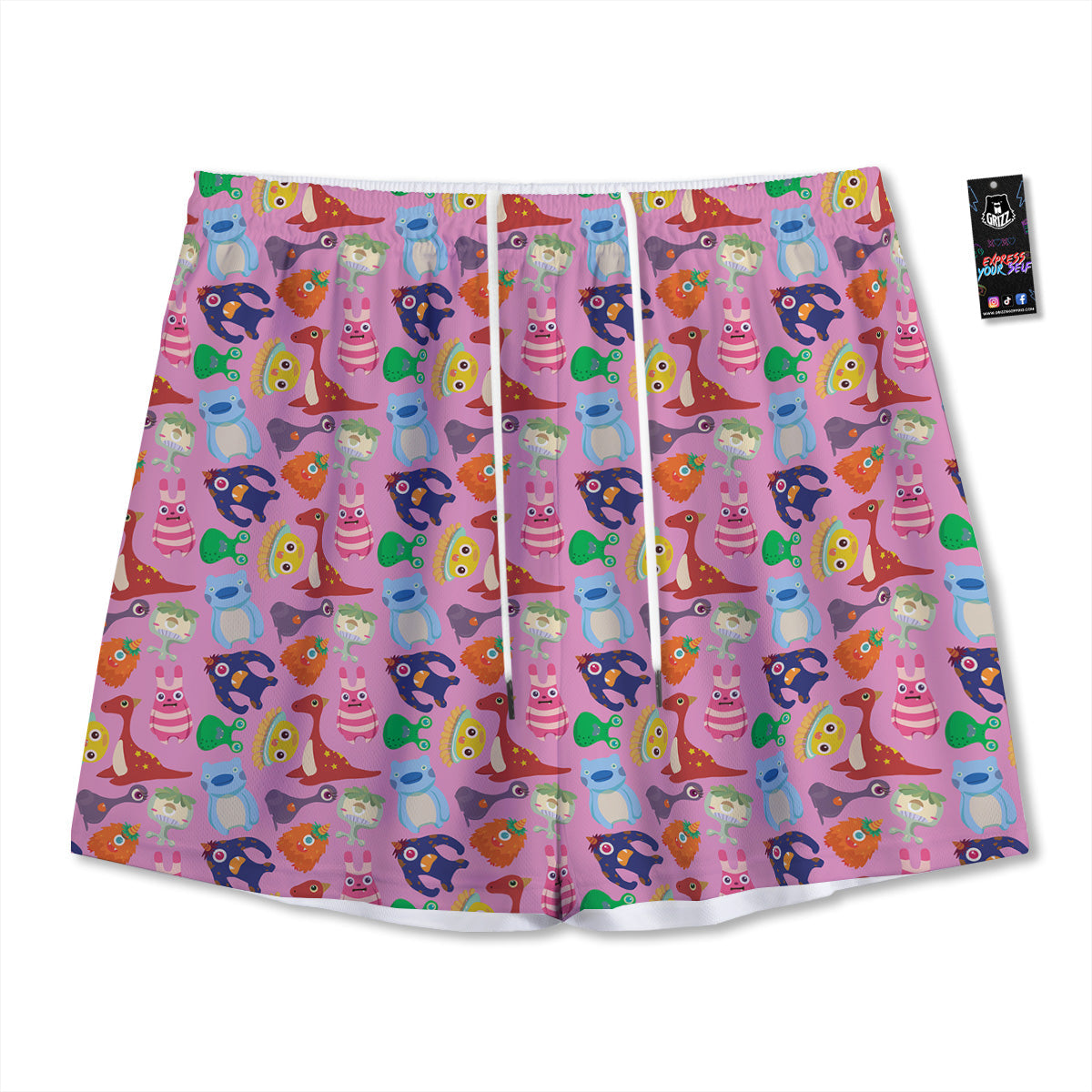 Unicorn Doodle Print Pattern Mesh Shorts