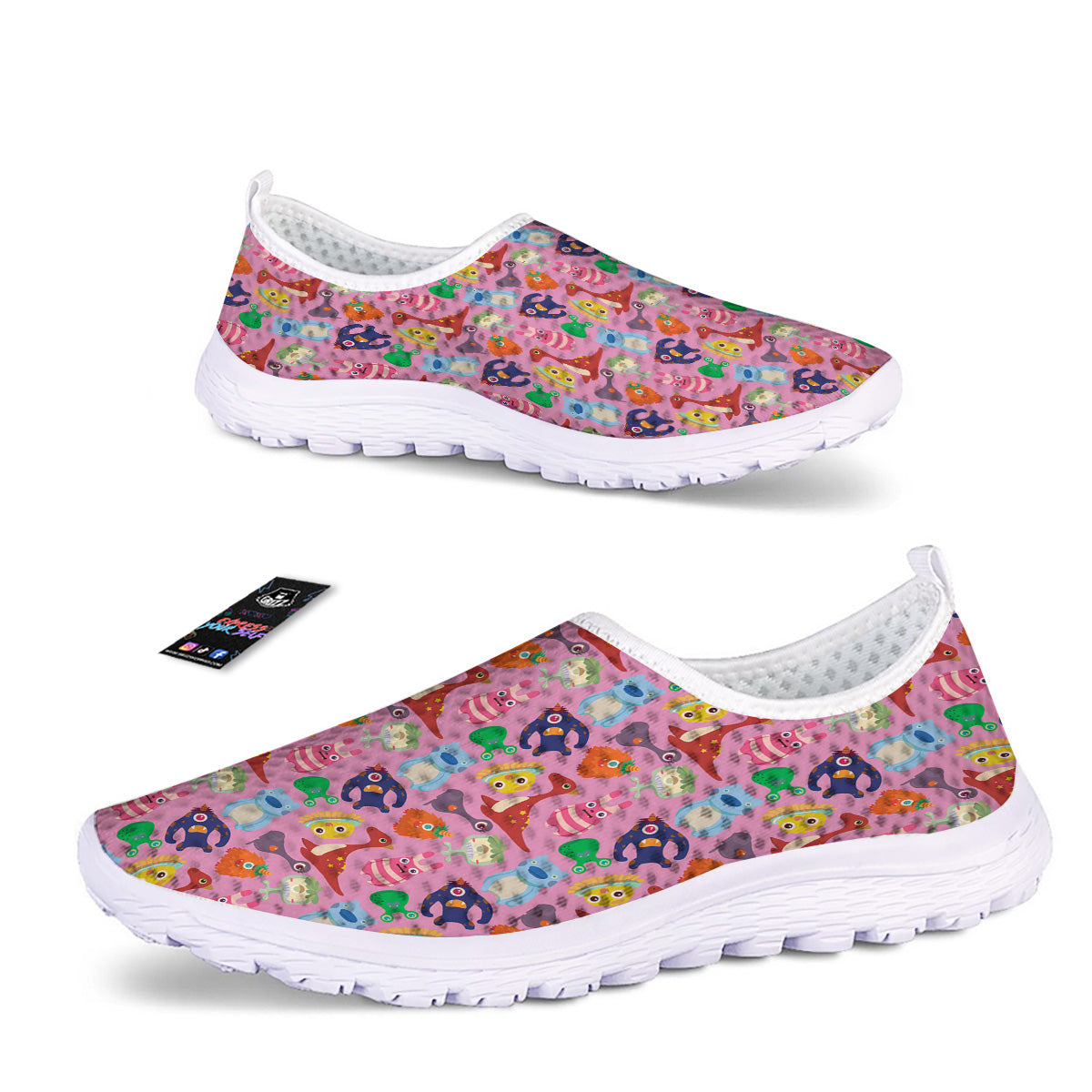 Toy Monster Cute Pink Print Pattern Nurse Shoes-grizzshop