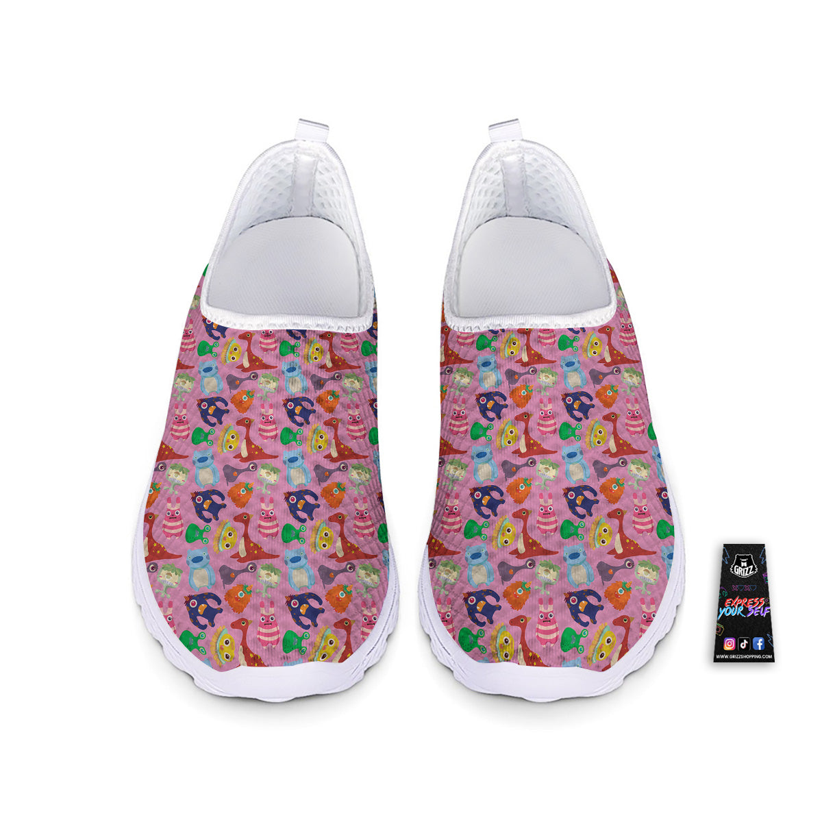 Toy Monster Cute Pink Print Pattern Nurse Shoes-grizzshop