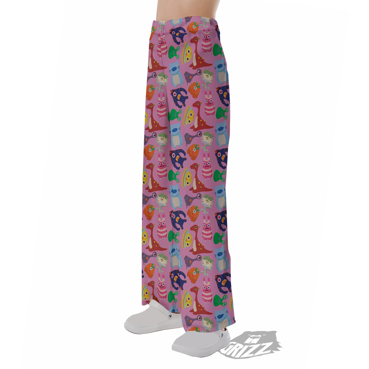 Toy Monster Cute Pink Print Pattern Pajama Pants-grizzshop