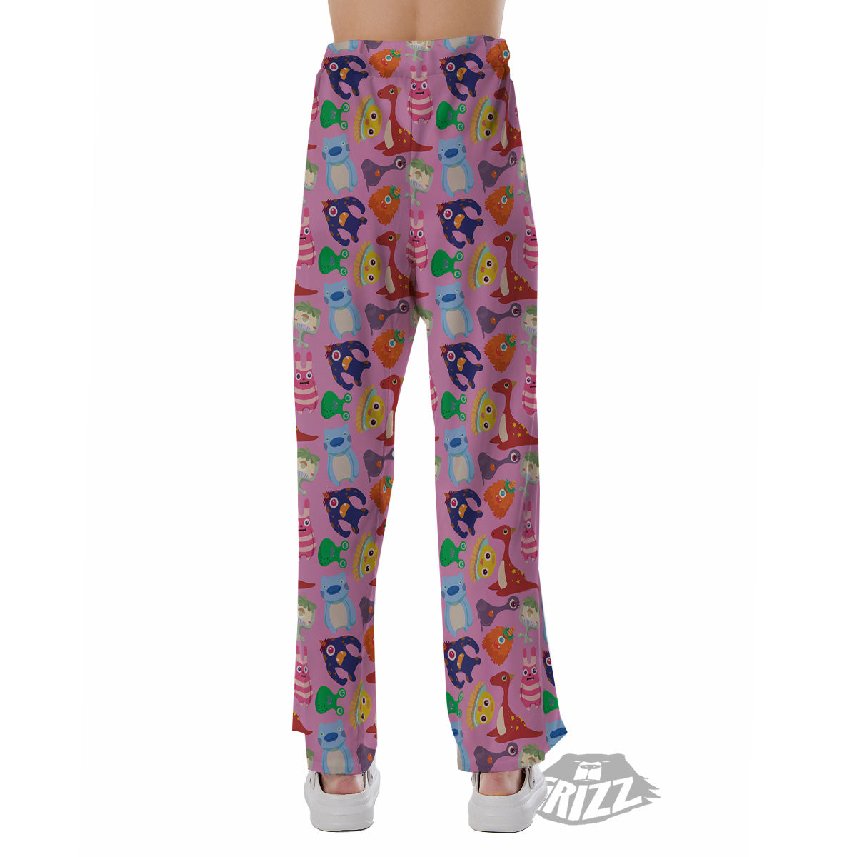Toy Monster Cute Pink Print Pattern Pajama Pants-grizzshop