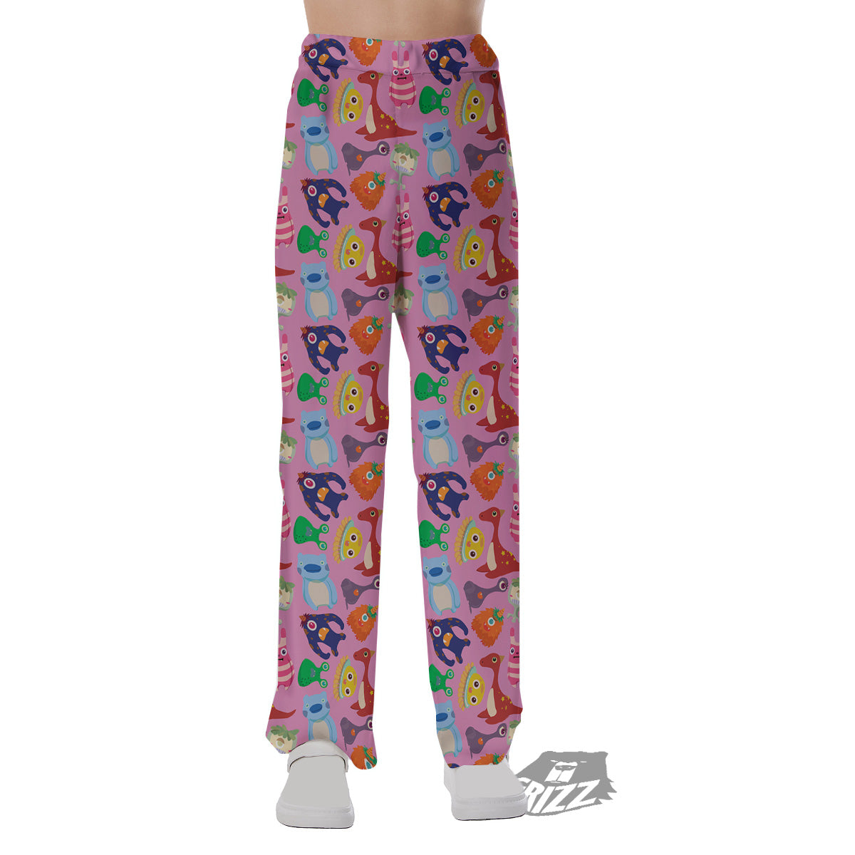 Toy Monster Cute Pink Print Pattern Pajama Pants-grizzshop