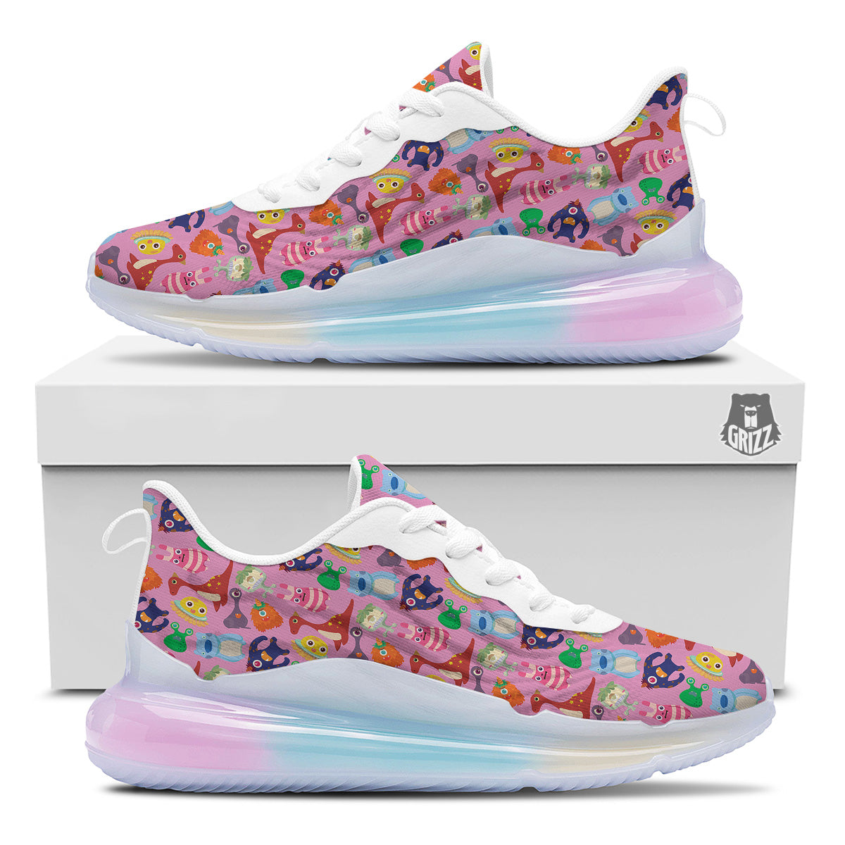 Toy Monster Cute Pink Print Pattern Running Sneakers-grizzshop