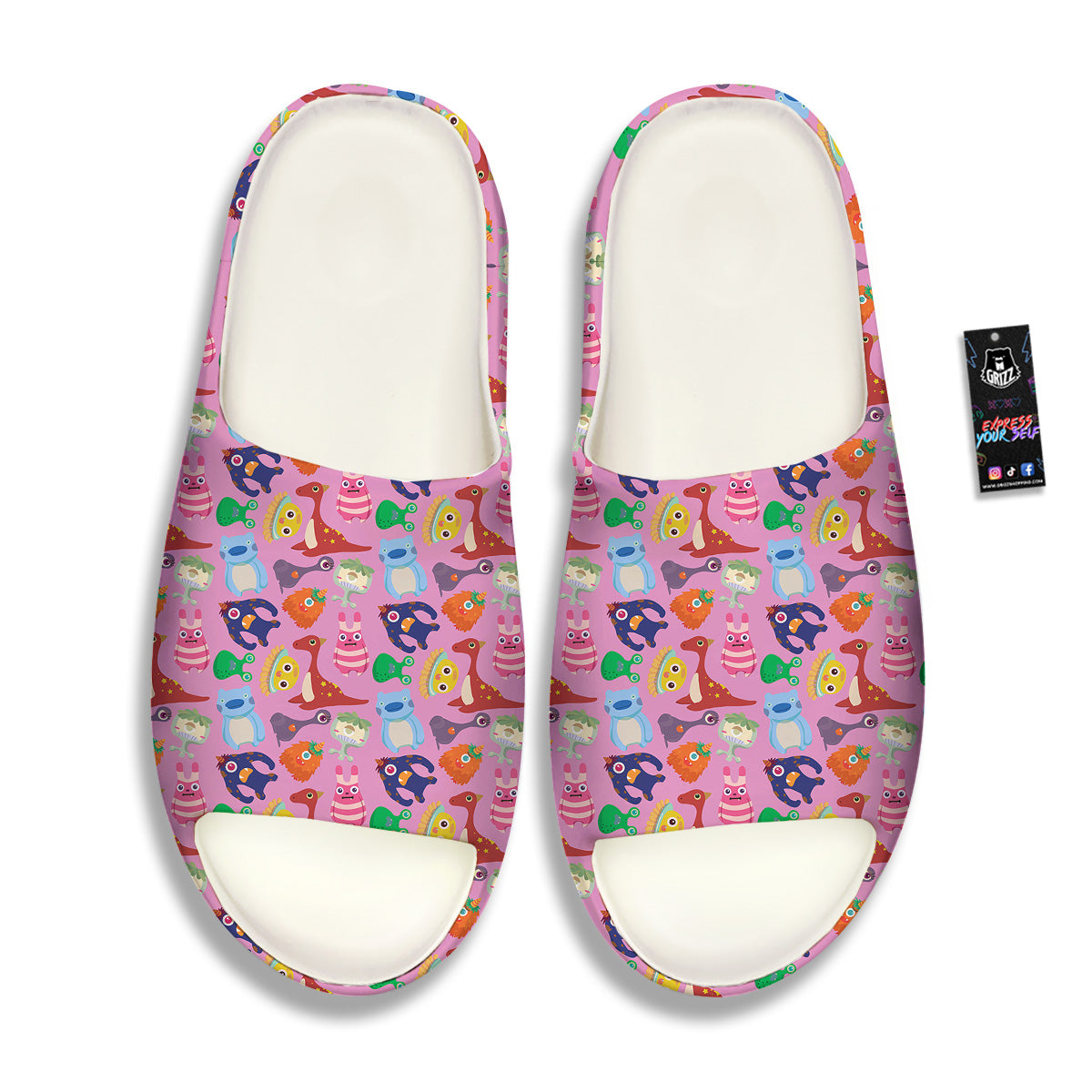 Toy Monster Cute Pink Print Pattern Sandals-grizzshop
