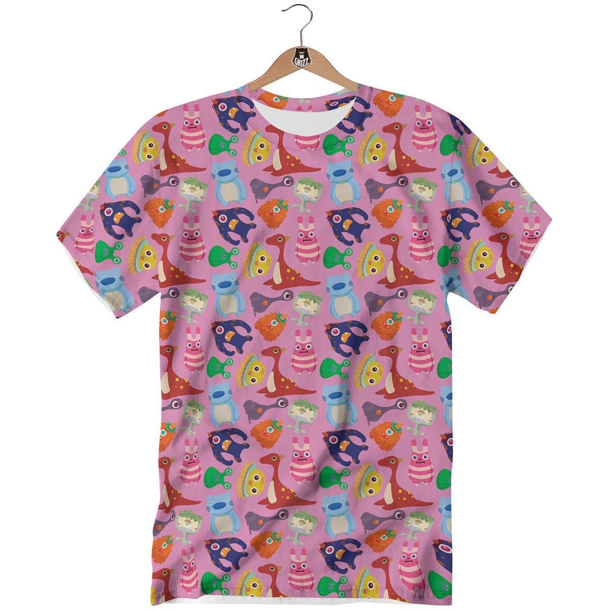 Toy Monster Cute Pink Print Pattern T-Shirt-grizzshop