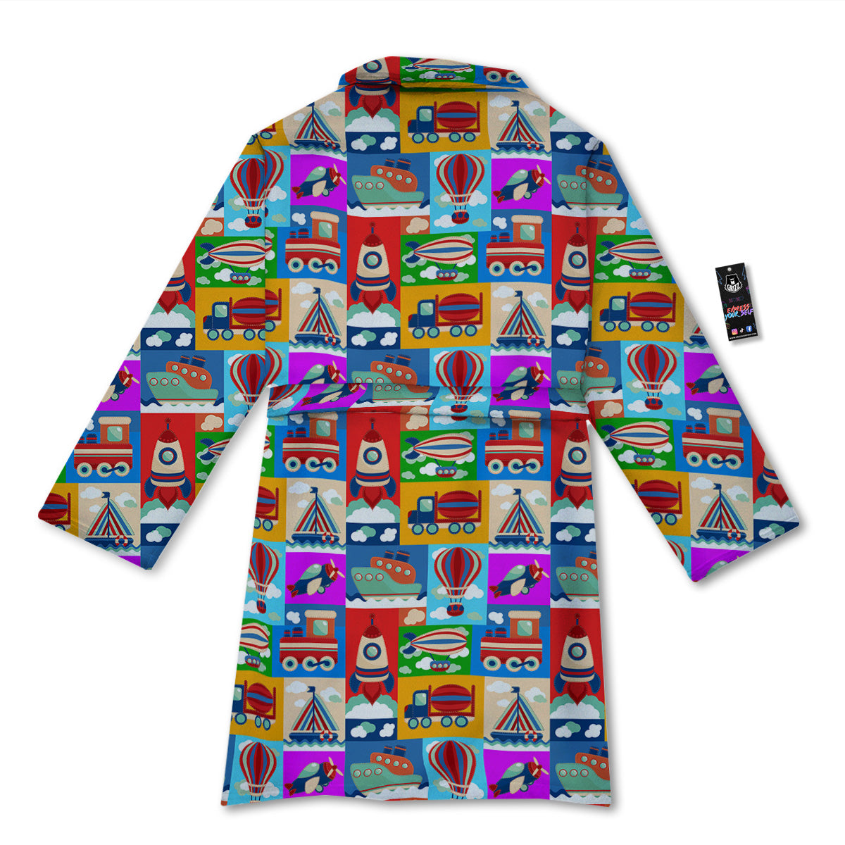 Toy Transport Cartoon Colorful Print Pattern Bathrobe-grizzshop