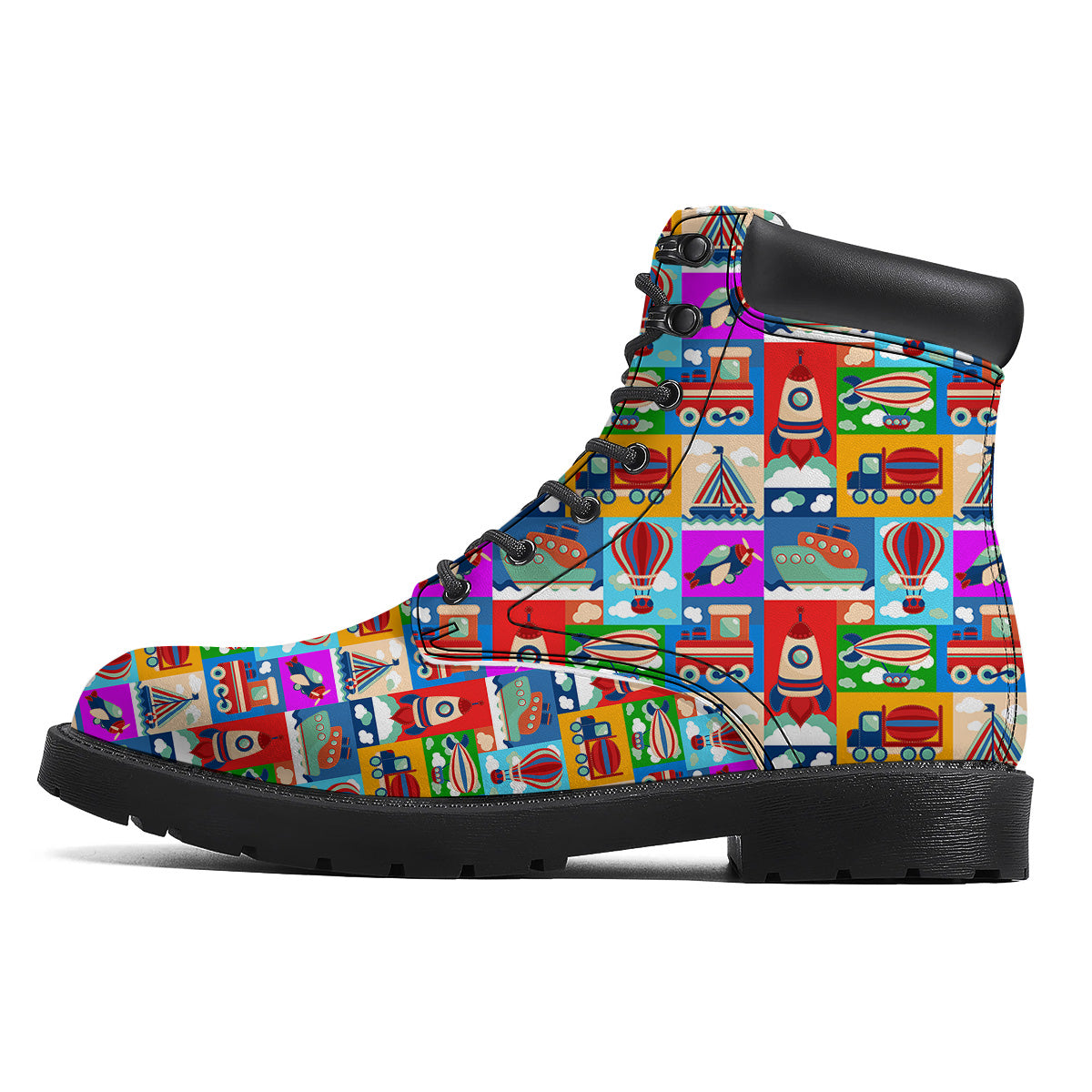Toy Transport Cartoon Colorful Print Pattern Boots-grizzshop