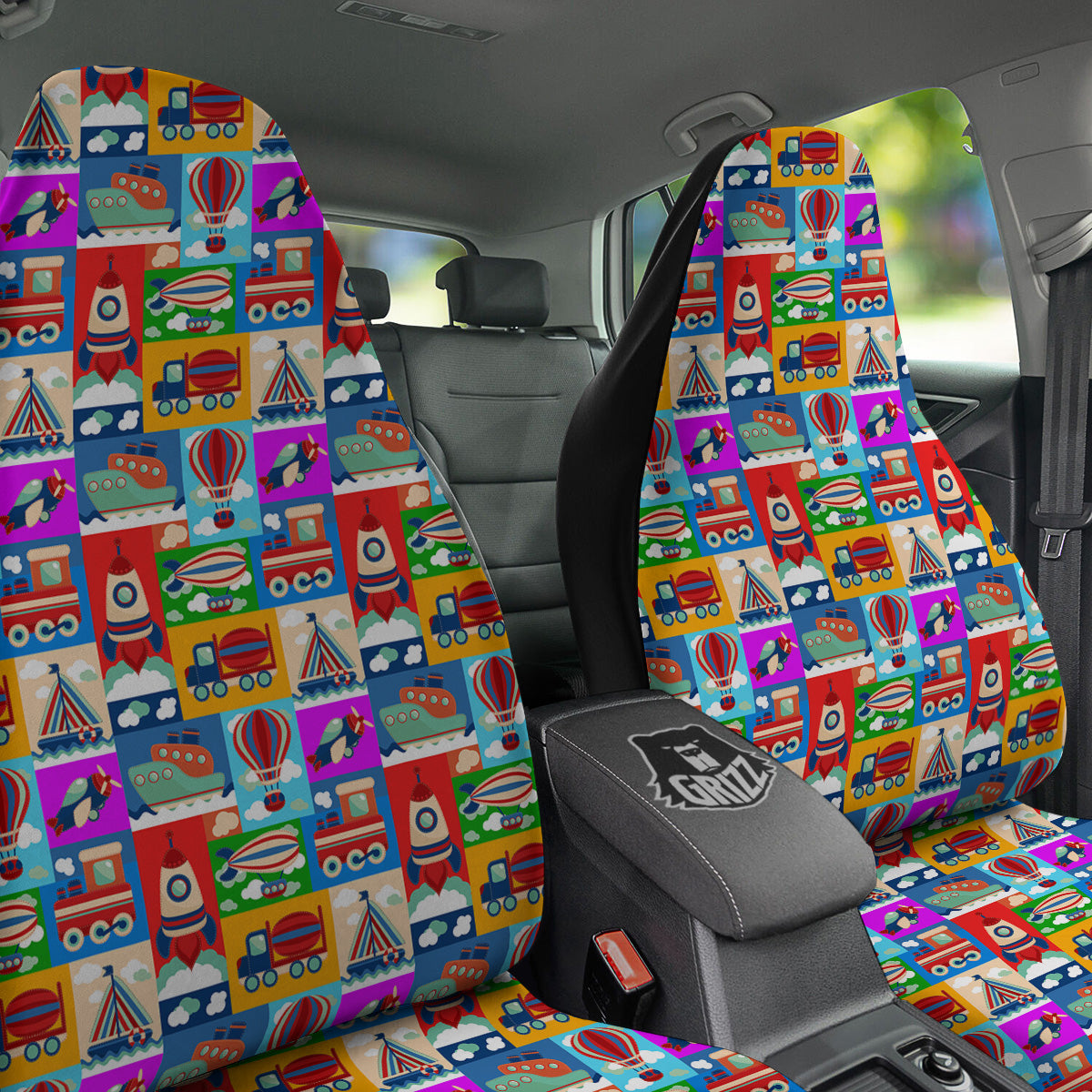 Toy Transport Cartoon Colorful Print Pattern Car Seat Covers-grizzshop