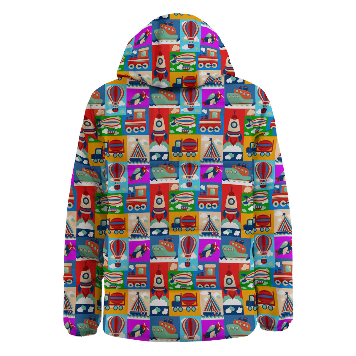 Toy Transport Cartoon Colorful Print Pattern Down Jacket-grizzshop