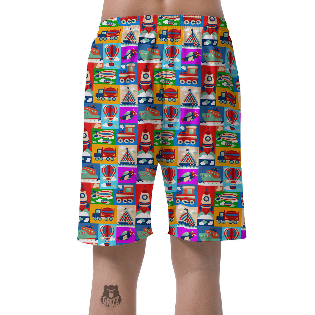 Toy Transport Cartoon Colorful Print Pattern Men's Shorts-grizzshop