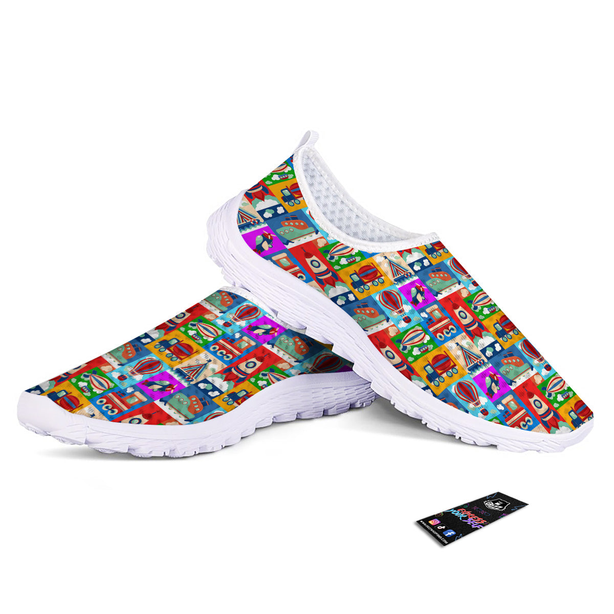 Toy Transport Cartoon Colorful Print Pattern Nurse Shoes-grizzshop