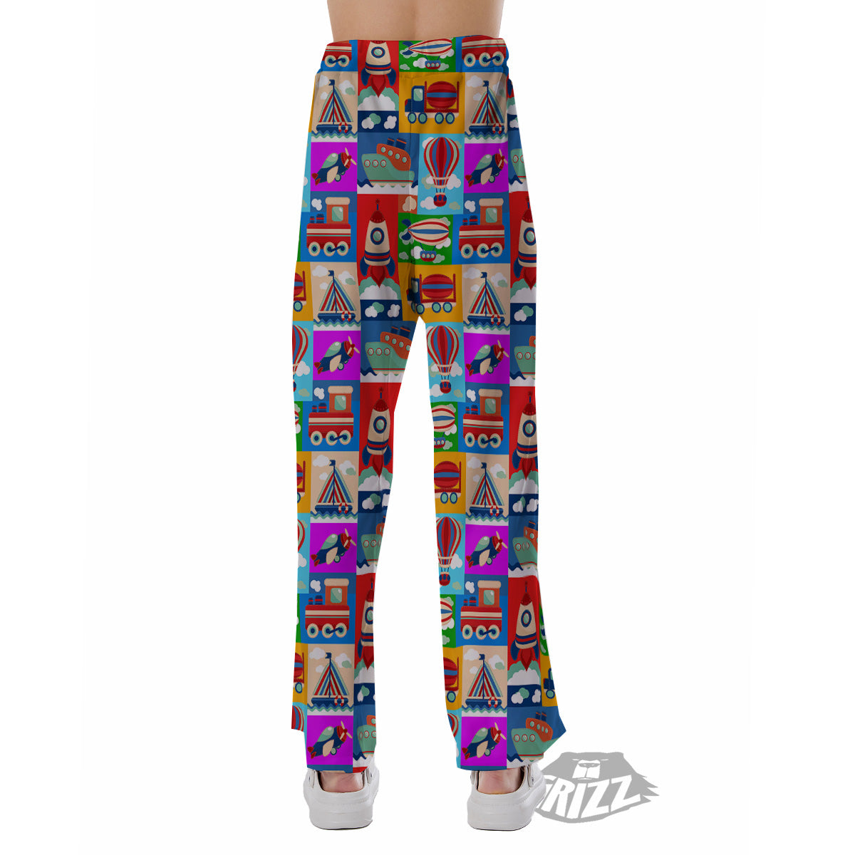 Toy Transport Cartoon Colorful Print Pattern Pajama Pants-grizzshop