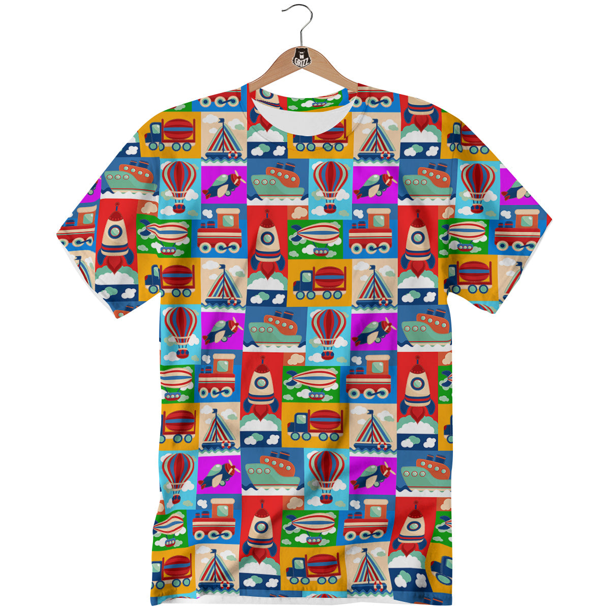Toy Transport Cartoon Colorful Print Pattern T-Shirt-grizzshop