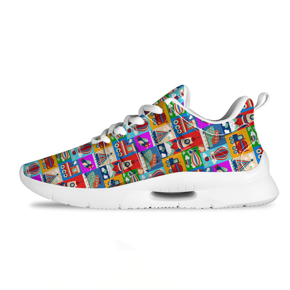 Toy Transport Cartoon Colorful Print Pattern Tennis Shoes-grizzshop