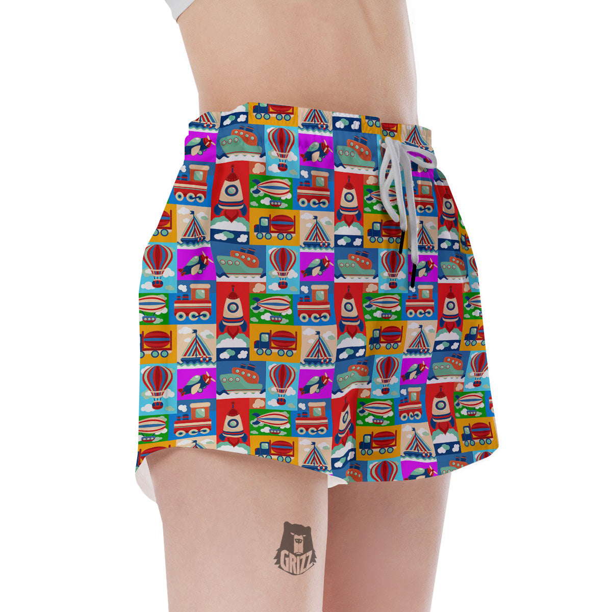 Toy Transport Cartoon Colorful Print Pattern Women's Shorts-grizzshop