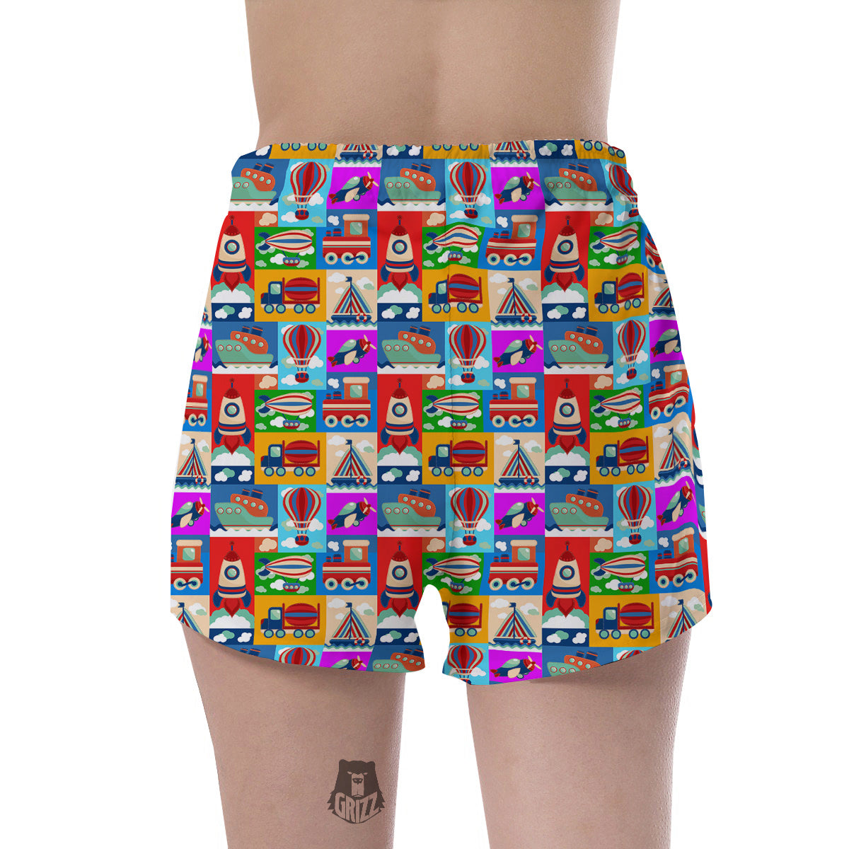 Toy Transport Cartoon Colorful Print Pattern Women's Shorts-grizzshop