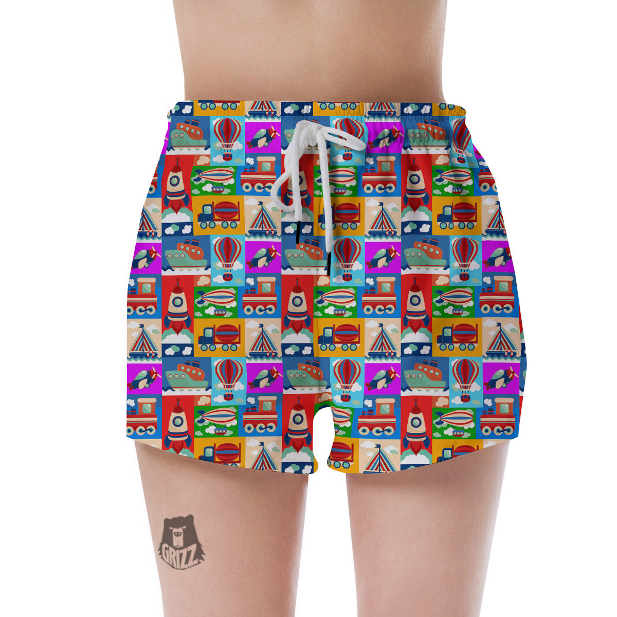 Toy Transport Cartoon Colorful Print Pattern Women's Shorts-grizzshop