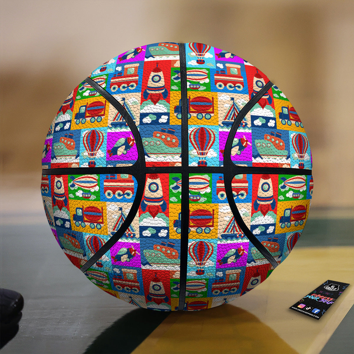 Toy Transport Cartoon Colorful Print Pattern Basketball