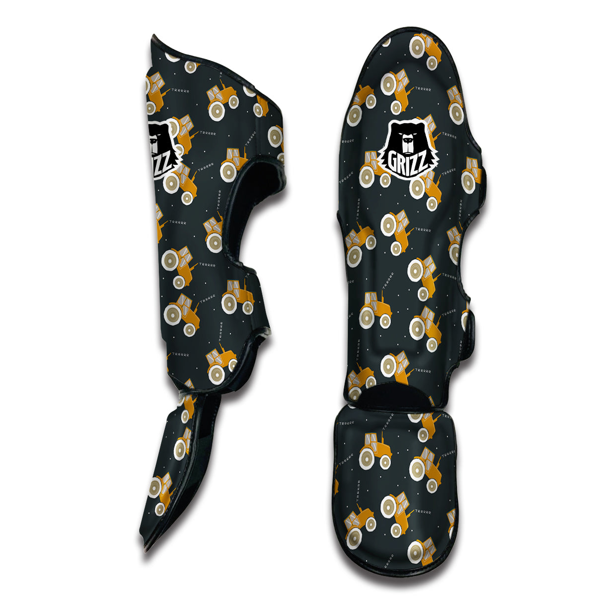 Tractor Hand Drawing Print Pattern Muay Thai Shin Guards-grizzshop