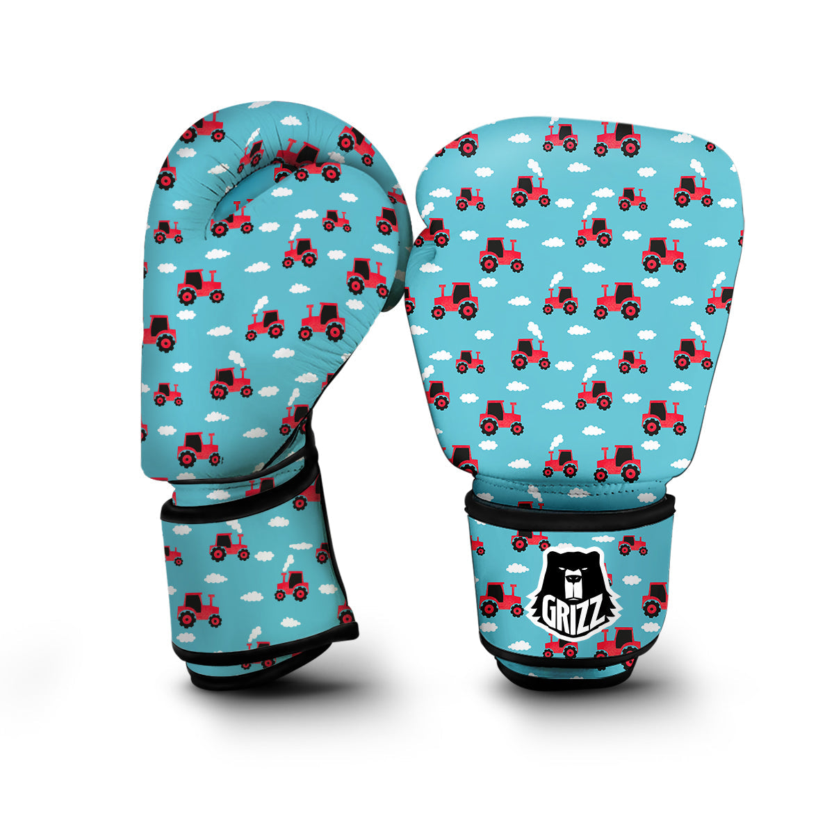 Tractor On Coud Print Pattern Boxing Gloves-grizzshop