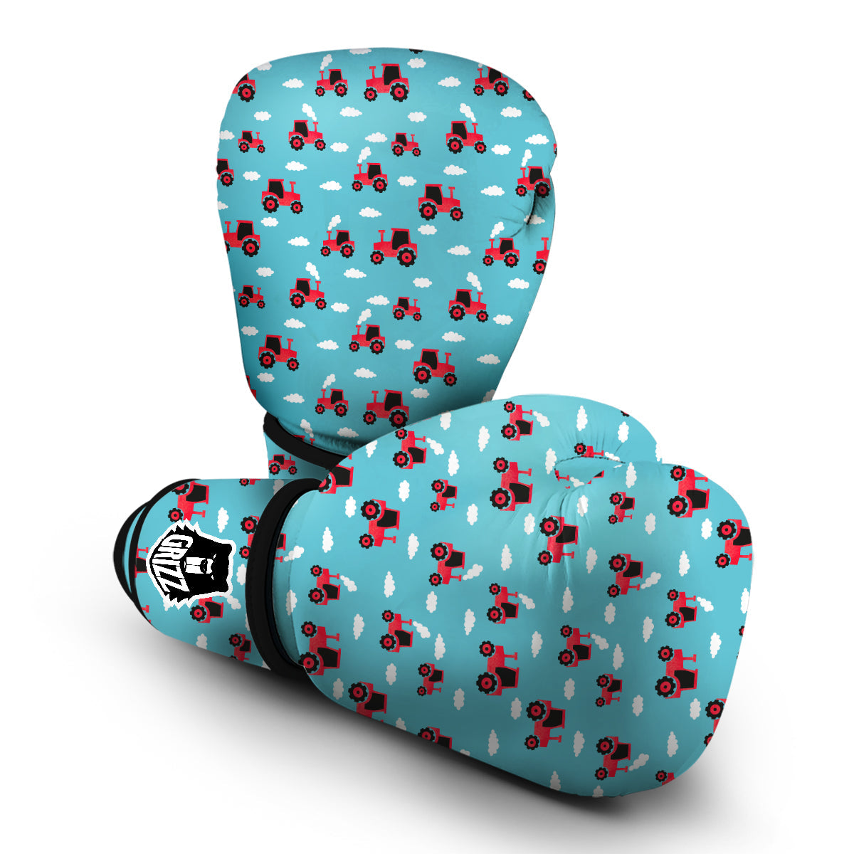 Tractor On Coud Print Pattern Boxing Gloves-grizzshop