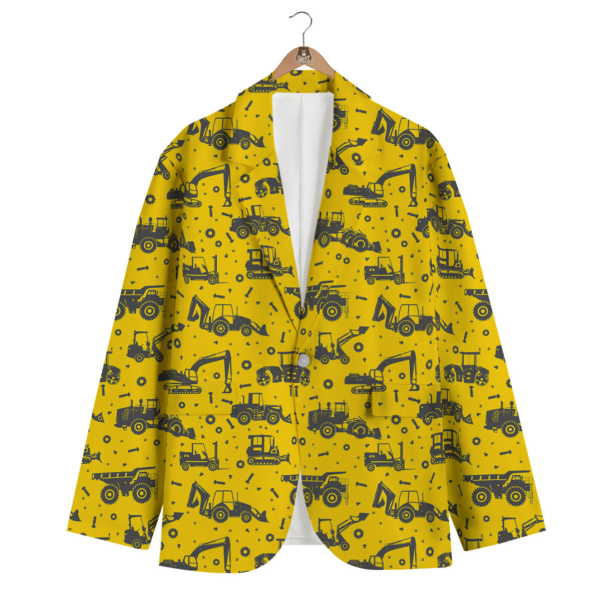 Tractor Yellow Print Pattern Men's Blazer-grizzshop
