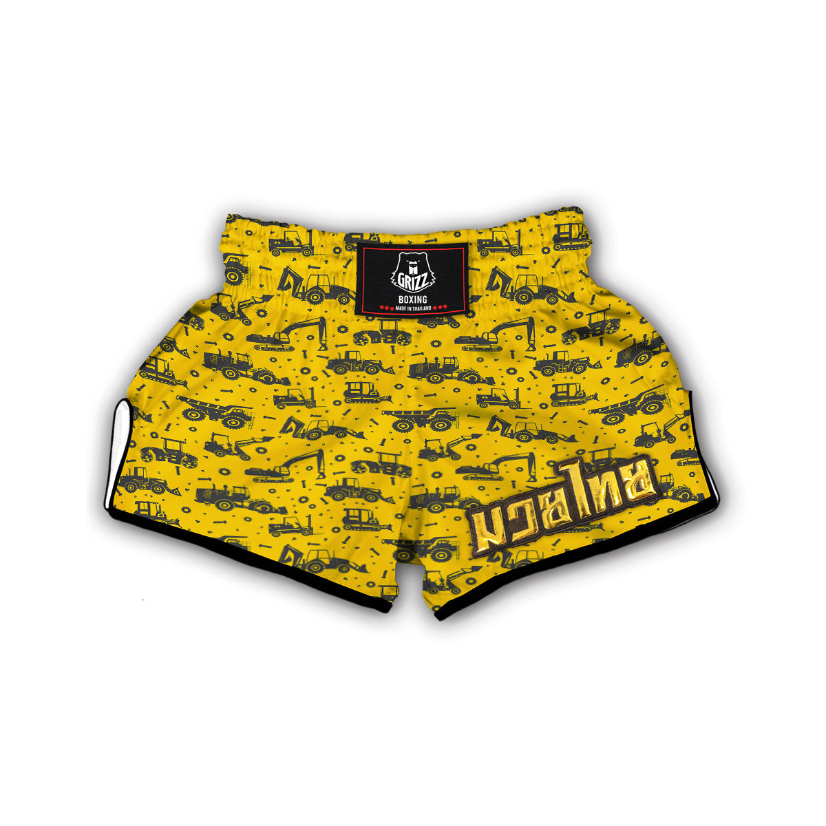 Tractor Yellow Print Pattern Muay Thai Boxing Shorts-grizzshop